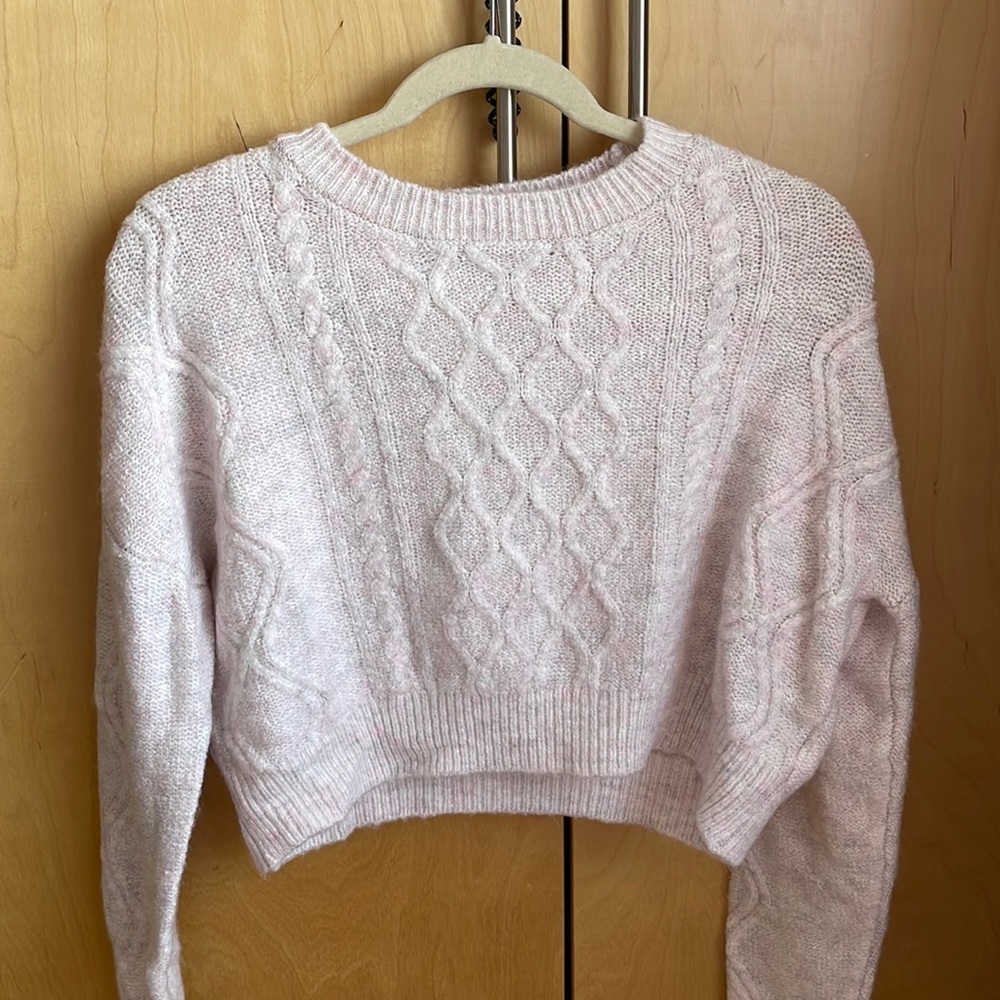 Cotton on cropped pink knit sweater